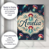 Personalised Name Luminous Red Jellyfish Custom  Unique Gift Idea Elegant Feature Canvas Wall Art Print Decor Picture Ready to Hang