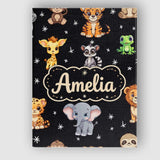 Personalised Name Cute Cartoon Safari Custom Modern Room Accent Creative Decorator Style Canvas Wall Art Print Decor Picture Ready to Hang