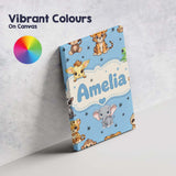 Personalised Name Cute Cartoon Safari Custom Modern Room Accent Creative Decorator Style Canvas Wall Art Print Decor Picture Ready to Hang
