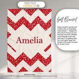 Red Glitter Chevron Pattern Festive Bold Seamless Design Lovely  Personalised Custom Name Super Soft Fleece Blanket Bed Sofa Throw