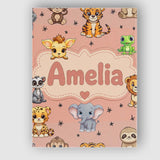 Personalised Name Cute Cartoon Safari Custom Modern Room Accent Creative Decorator Style Canvas Wall Art Print Decor Picture Ready to Hang
