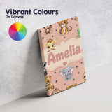 Personalised Name Cute Cartoon Safari Custom Modern Room Accent Creative Decorator Style Canvas Wall Art Print Decor Picture Ready to Hang