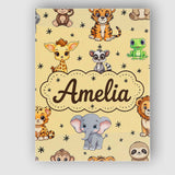Personalised Name Cute Cartoon Safari Custom Modern Room Accent Creative Decorator Style Canvas Wall Art Print Decor Picture Ready to Hang