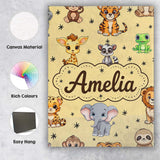 Personalised Name Cute Cartoon Safari Custom Modern Room Accent Creative Decorator Style Canvas Wall Art Print Decor Picture Ready to Hang