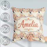 Custom Name Decorative Branch Trees with Autumn Seamless Pattern Square Filled Cushion Throw Pillow Sofa Bed Home Decor Zip Washable UK Made