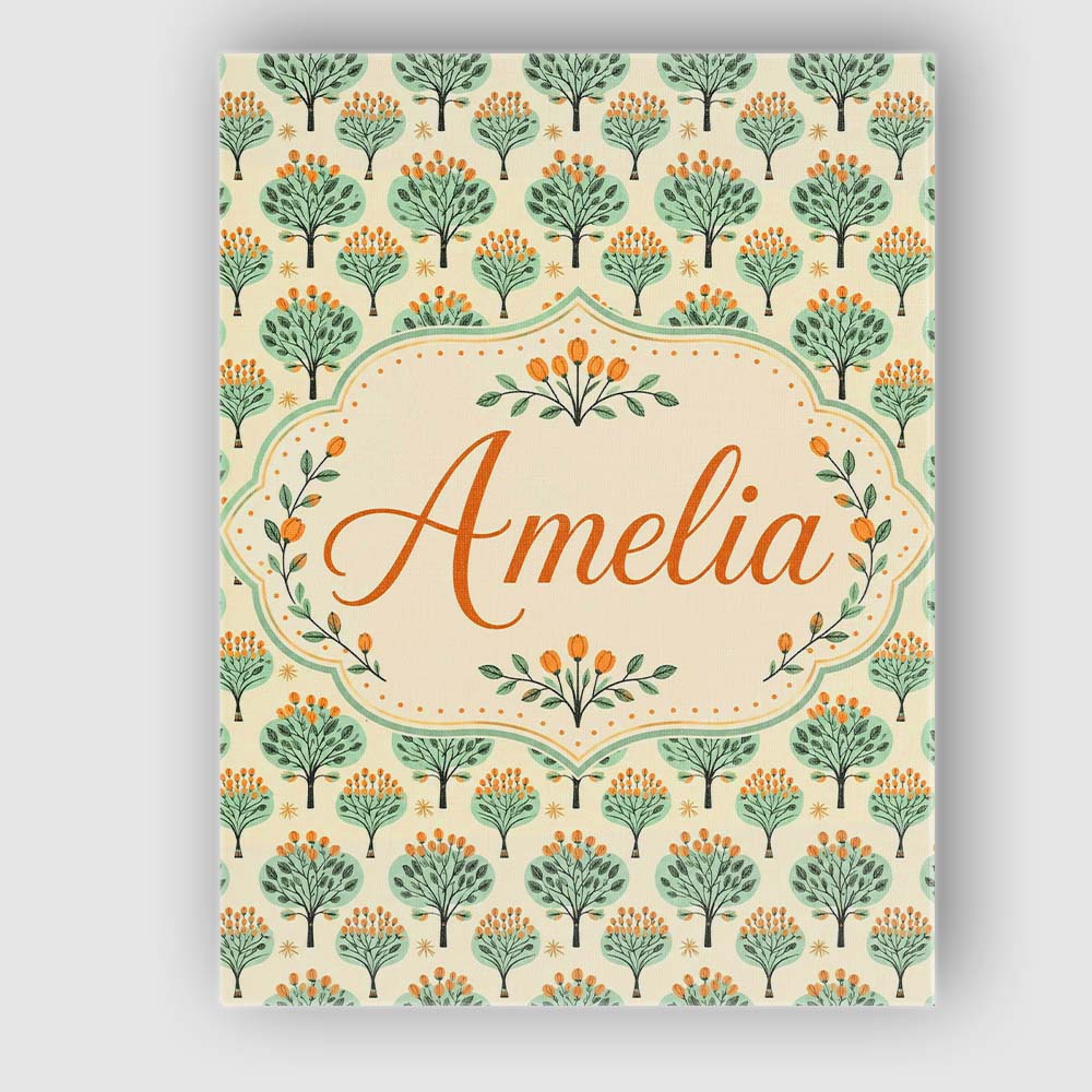 Personalised Name Stylised Green Trees with Custom  Bespoke Interior Contemporary Canvas Wall Art Print Decor Picture Ready to Hang