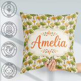 Custom Name Watercolour Autumn Trees with Falling Leaves Pattern Square Filled Cushion Throw Pillow Sofa Bed Home Decor Zip Washable UK Made
