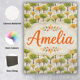 Personalised Name Watercolour Autumn Trees Custom  Unique Gift Idea Elegant Feature Canvas Wall Art Print Decor Picture Ready to Hang