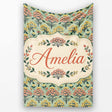 Floral Botanical Bush Pattern with Yellow and Coral Blossoms Lovely  Personalised Custom Name Super Soft Fleece Blanket Bed Sofa Throw