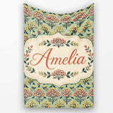 Floral Botanical Bush Pattern with Yellow and Coral Blossoms Lovely  Personalised Custom Name Super Soft Fleece Blanket Bed Sofa Throw