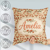 Custom Name Elegant Oriental Style Red Blossom Trees Seamless on Square Filled Cushion Throw Pillow Sofa Bed Home Decor Zip Washable UK Made