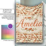 Elegant Oriental Style Red Blossom Trees Seamless Pattern on Cream  Personalised Custom Name Super Soft Fleece Blanket Bed Sofa Throw