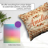 Custom Name Elegant Oriental Style Red Blossom Trees Seamless on Square Filled Cushion Throw Pillow Sofa Bed Home Decor Zip Washable UK Made