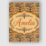 Personalised Name Autumn Branch Silhouette Custom  Unique Gift Idea Elegant Feature Canvas Wall Art Print Decor Picture Ready to Hang