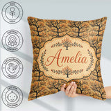 Custom Name Autumn Branch Silhouette Tree Pattern in Warm Earthy Square Filled Cushion Throw Pillow Sofa Bed Home Decor Zip Washable UK Made