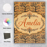 Personalised Name Autumn Branch Silhouette Custom  Unique Gift Idea Elegant Feature Canvas Wall Art Print Decor Picture Ready to Hang