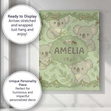 Personalised Name Cute Koala Cartoon Animal Pattern Thoughtful Custom  Decorative Canvas Wall Art Print Decor Picture Ready to Hang