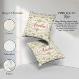 Custom Name Apple Tree Motif with Soft Green Leaves on Cream Square Filled Cushion Throw Pillow Sofa Bed Home Decor Zip Washable UK Made