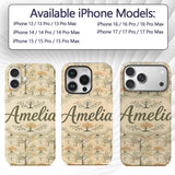 Minimal Winter Trees with Subtle Foliage and Custom Name Protective Phone Case Mobile Cover Durable Everyday Smartphone Shock Resistant