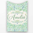 Soft Blue Green Stylised Trees with Delicate Leaves Seamless Pattern  Personalised Custom Name Super Soft Fleece Blanket Bed Sofa Throw