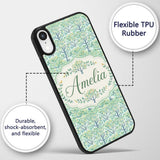Soft Blue Green Stylised Trees with Delicate Custom Name Protective Phone Case Mobile Cover Durable Everyday Smartphone Shock Resistant