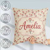 Custom Name Simple Red Berry Motif on Neutral Background Minimal Square Filled Cushion Throw Pillow Sofa Bed Home Decor Zip Washable UK Made