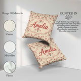Custom Name Simple Red Berry Motif on Neutral Background Minimal Square Filled Cushion Throw Pillow Sofa Bed Home Decor Zip Washable UK Made