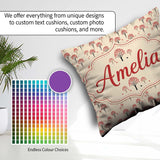 Custom Name Simple Red Berry Motif on Neutral Background Minimal Square Filled Cushion Throw Pillow Sofa Bed Home Decor Zip Washable UK Made