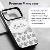 Silver Glitter Bauble Christmas Pattern Minimal Custom Name Protective Phone Case Mobile Cover Durable Everyday Smartphone Shock Resistant