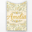 Vintage Floral Tree Design with Yellow Blossoms on Cream Background  Personalised Custom Name Super Soft Fleece Blanket Bed Sofa Throw