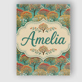 Personalised Name Colourful Retro Trees Custom  Modern Room Accent Elegant Feature Canvas Wall Art Print Decor Picture Ready to Hang