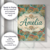 Personalised Name Colourful Retro Trees Custom  Modern Room Accent Elegant Feature Canvas Wall Art Print Decor Picture Ready to Hang