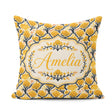 Custom Name Bold Mustard Yellow Floral Tree with Branches Modern Square Filled Cushion Throw Pillow Sofa Bed Home Decor Zip Washable UK Made