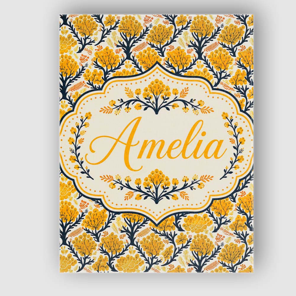 Personalised Name Bold Mustard Yellow Custom Modern Room Accent Creative Decorator Style Canvas Wall Art Print Decor Picture Ready to Hang