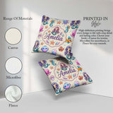 Custom Name Cartoon with Sea Creatures on Light Background Kids Square Filled Cushion Throw Pillow Sofa Bed Home Decor Zip Washable UK Made