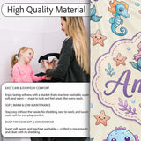 Cute Cartoon Mermaid with Sea Creatures on Light Background Kids  Personalised Custom Name Super Soft Fleece Blanket Bed Sofa Throw