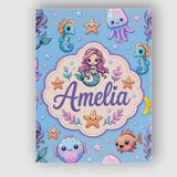 Personalised Name Cute Cartoon Mermaid with Custom  Bespoke Interior Contemporary Canvas Wall Art Print Decor Picture Ready to Hang