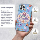 Cute Cartoon Mermaid with Sea Creatures on Blue Custom Name Protective Phone Case Mobile Cover Durable Everyday Smartphone Shock Resistant