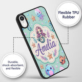 Cute Cartoon Mermaid with Sea Creatures on Mint Custom Name Protective Phone Case Mobile Cover Durable Everyday Smartphone Shock Resistant