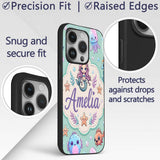 Cute Cartoon Mermaid with Sea Creatures on Mint Custom Name Protective Phone Case Mobile Cover Durable Everyday Smartphone Shock Resistant