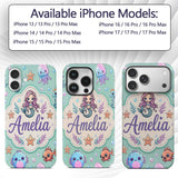 Cute Cartoon Mermaid with Sea Creatures on Mint Custom Name Protective Phone Case Mobile Cover Durable Everyday Smartphone Shock Resistant