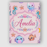 Personalised Name Cute Cartoon Mermaid with Custom  Bespoke Interior Contemporary Canvas Wall Art Print Decor Picture Ready to Hang