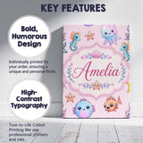 Personalised Name Cute Cartoon Mermaid with Custom  Bespoke Interior Contemporary Canvas Wall Art Print Decor Picture Ready to Hang