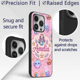 Cute Cartoon Mermaid with Sea Creatures on Pink Custom Name Protective Phone Case Mobile Cover Durable Everyday Smartphone Shock Resistant