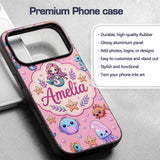 Cute Cartoon Mermaid with Sea Creatures on Pink Custom Name Protective Phone Case Mobile Cover Durable Everyday Smartphone Shock Resistant