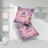 Custom Name Cartoon Mermaid with Sea on Pink Background Playful Square Filled Cushion Throw Pillow Sofa Bed Home Decor Zip Washable UK Made
