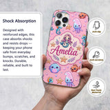 Cute Cartoon Mermaid with Sea Creatures on Pink Custom Name Protective Phone Case Mobile Cover Durable Everyday Smartphone Shock Resistant