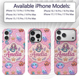 Cute Cartoon Mermaid with Sea Creatures on Pink Custom Name Protective Phone Case Mobile Cover Durable Everyday Smartphone Shock Resistant