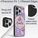 Cute Cartoon Mermaid with Sea Creatures on Purple Custom Name Protective Phone Case Mobile Cover Durable Everyday Smartphone Shock Resistant