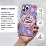 Cute Cartoon Mermaid with Sea Creatures on Purple Custom Name Protective Phone Case Mobile Cover Durable Everyday Smartphone Shock Resistant